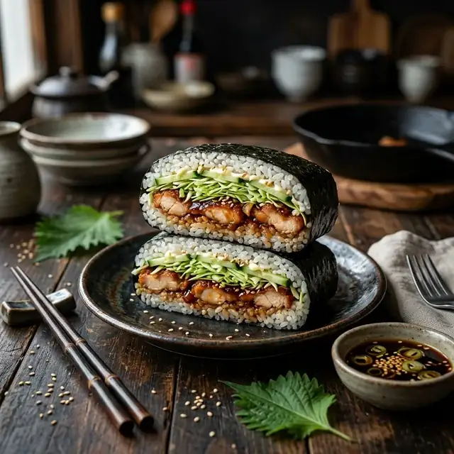 onigirazu sándwich de arroz comida japonesa trujillo